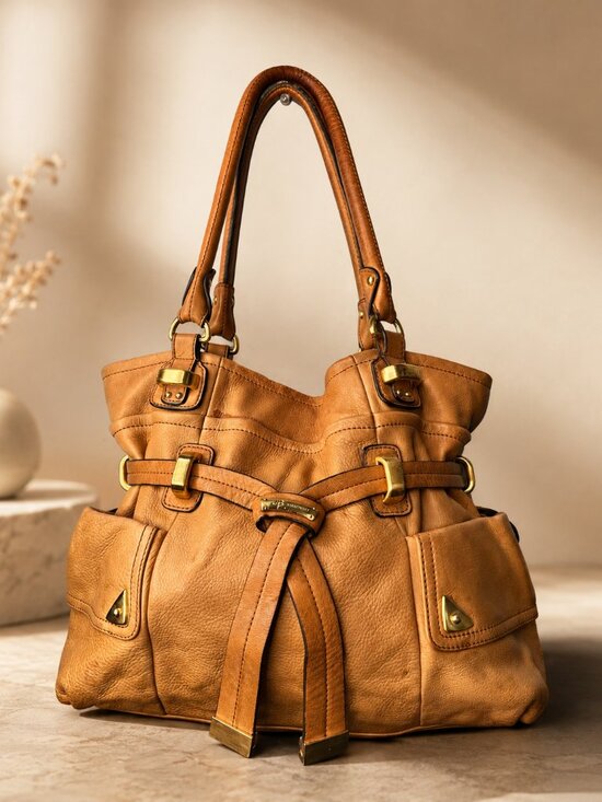b. makowsky Handbags - B. Makowsky Camel Tan Leather Hobo Shoulder Bag Purse